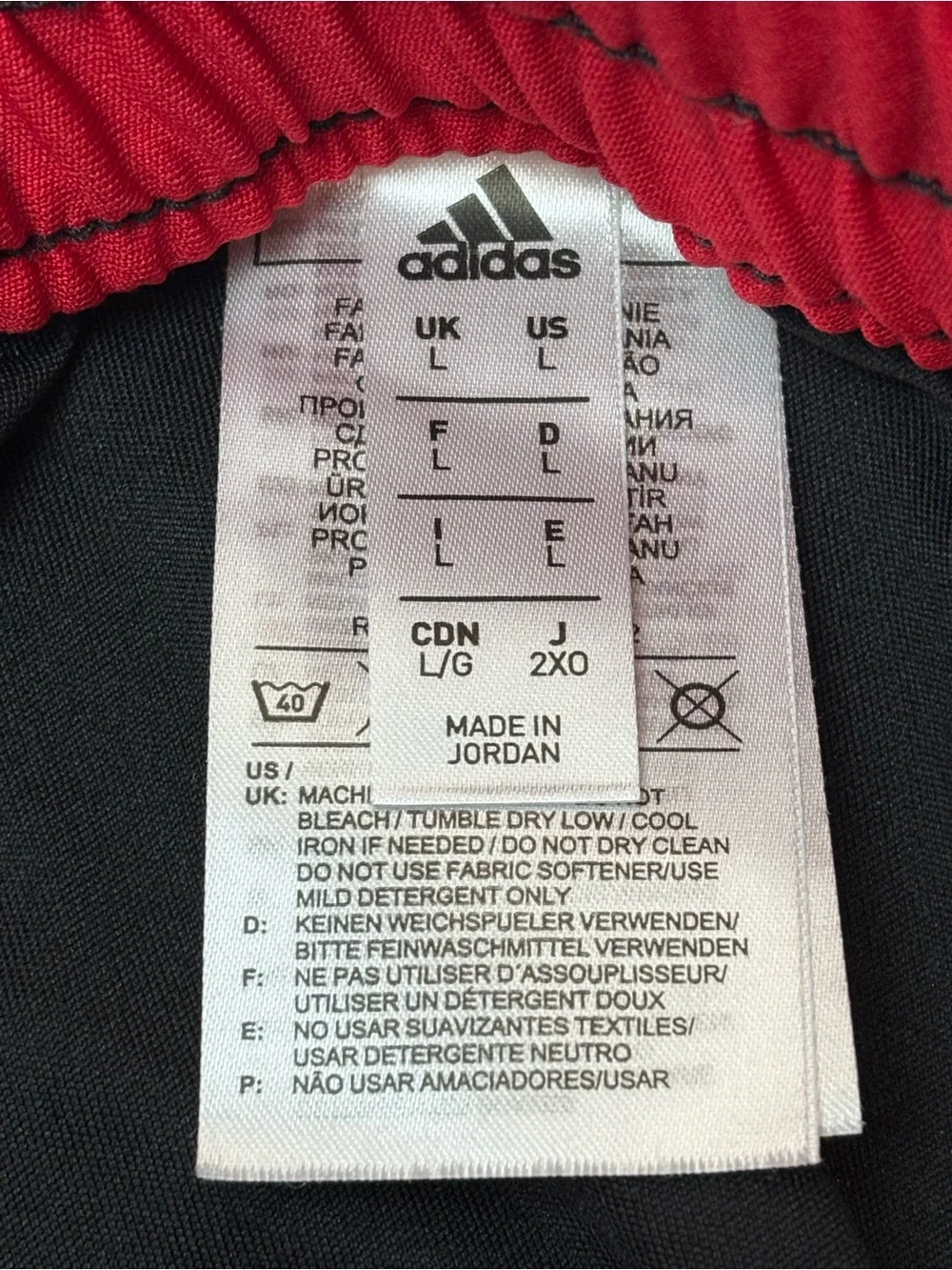 adidas Men’s Black & Red Snap-Side Athletic Shorts